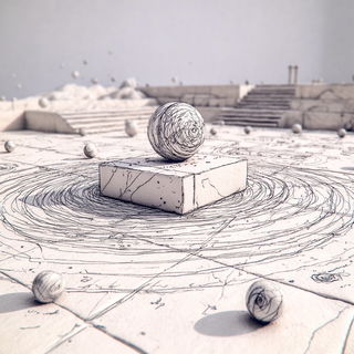 Graphitogravure style, Midjourney V7: abstract 3D render