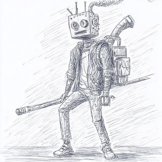 Graphitogravure style, Midjourney V7: concept art character design of retropunk steam knight