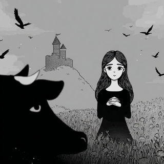 Pulpmoon style, Midjourney V7: retro fairy-tale illustration