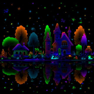 Ultraviolet Stroke Rivers style, Midjourney V7: retro fairy-tale illustration