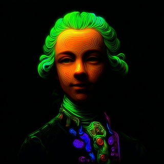 Ultraviolet Stroke Rivers style, Midjourney V7: classical 18th-century oil painting