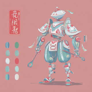 Nuwa Cloudseal style, Midjourney V7: concept art character design of retropunk steam knight
