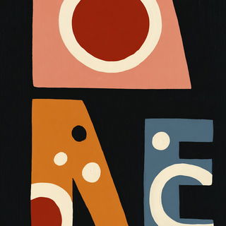 Forgecut Iconics style, Midjourney V7: typographic composition with large letters