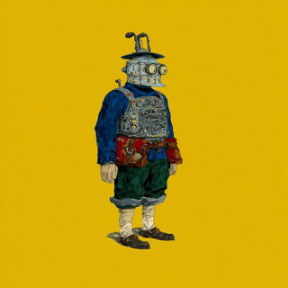 Carouselstrom style, Midjourney V7: concept art character design of retropunk steam knight