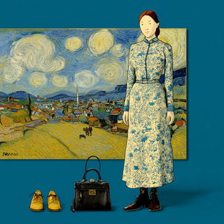 Carouselstrom style, Midjourney V7: haute-couture fashion outfit