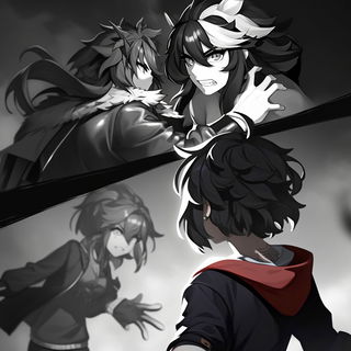 Carouselstrom style, Midjourney V7: black-and-white manga comic strip