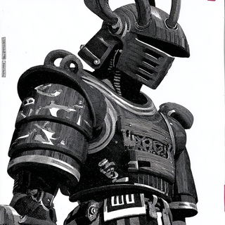 Densitotype style, Midjourney V7: concept art character design of retropunk steam knight