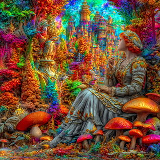 Pigment Serpent style, Midjourney V7: retro fairy-tale illustration