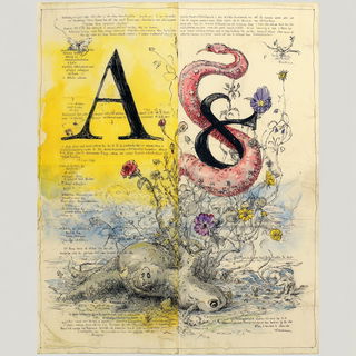 Tendrilarcheology style, Midjourney V7: typographic composition with large letters