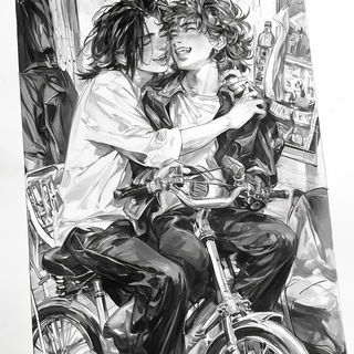Chaka Ember Procession style, Midjourney V7: black-and-white manga comic strip