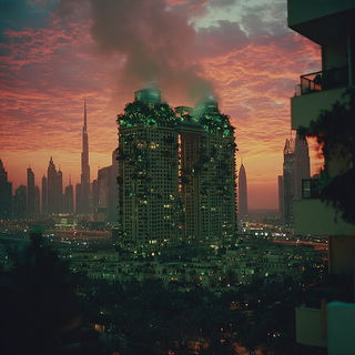 Occlusion Lantern style, Midjourney V7: megacity with futuristic bioarchitecture