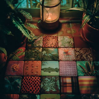 Occlusion Lantern style, Midjourney V7: creative pattern composition
