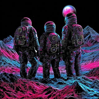 Chromolitho Topographies style, Midjourney V7: cinematic shot from sci-fi movie