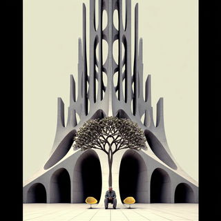 Sandcut Monoliths style, Midjourney V7: editorial illustration for popular scientific magazine cover