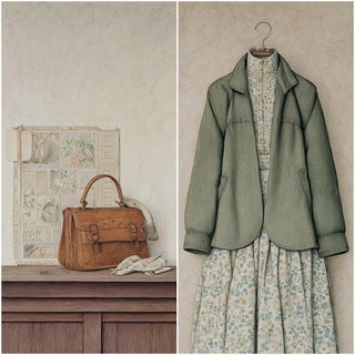 Rimeleaf Plates style, Midjourney V7: haute-couture fashion outfit