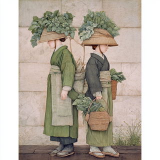 Rimeleaf Plates style, Midjourney V7: traditional folk art
