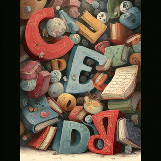 Goblin Threadseam style, Midjourney V7: typographic composition with large letters