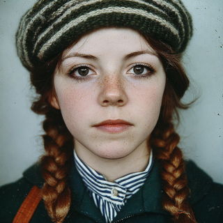 Terradiorism style, Midjourney V7: photographic portrait of female protagonist