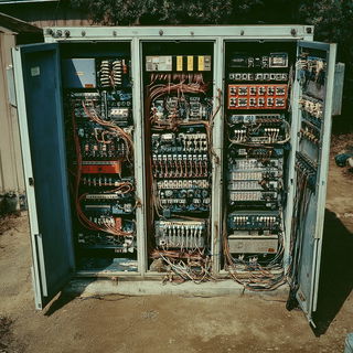 Terradiorism style, Midjourney V7: technical infrastructure blueprint schematics