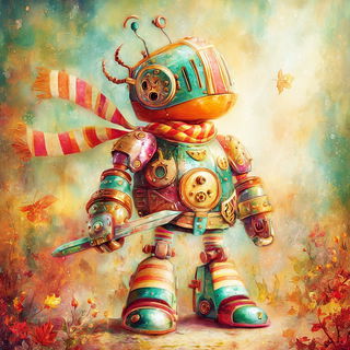 Lanterns of Bracken style, Midjourney V7: concept art character design of retropunk steam knight