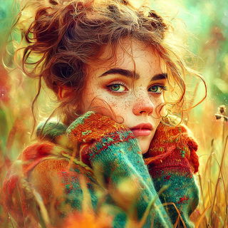 Lanterns of Bracken style, Midjourney V7: photographic portrait of female protagonist