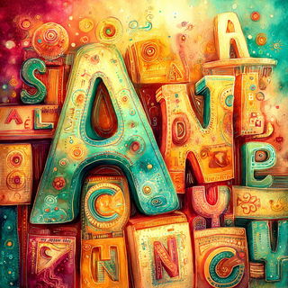 Lanterns of Bracken style, Midjourney V7: typographic composition with large letters