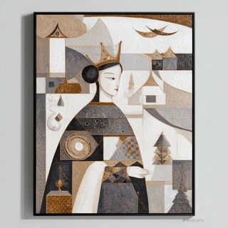 Geometexture Drift style, Midjourney V7: retro fairy-tale illustration