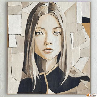 Geometexture Drift style, Midjourney V7: photographic portrait of female protagonist