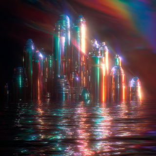 Prismsmoke style, Midjourney V7: megacity with futuristic bioarchitecture