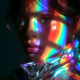 Prismsmoke style, Midjourney V7: photographic portrait of female protagonist