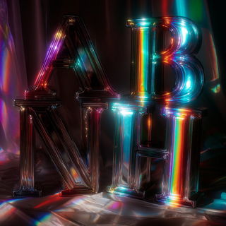 Prismsmoke style, Midjourney V7: typographic composition with large letters
