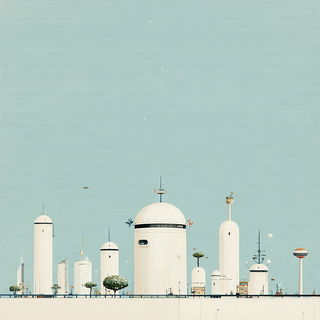 The Chalk Horizon Archive style, Midjourney V7: megacity with futuristic bioarchitecture
