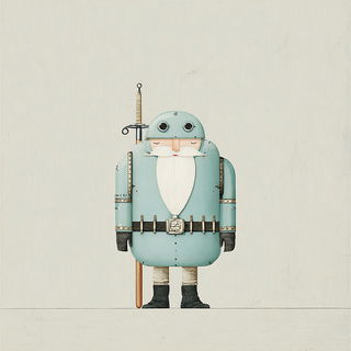 The Chalk Horizon Archive style, Midjourney V7: concept art character design of retropunk steam knight