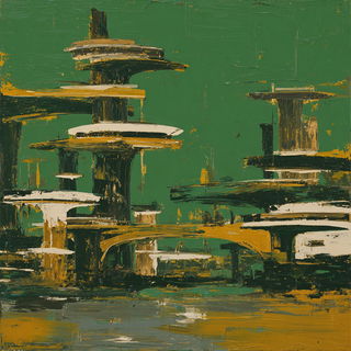 Impasturgy style, Midjourney V7: megacity with futuristic bioarchitecture