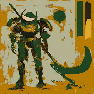 Impasturgy style, Midjourney V7: concept art character design of retropunk steam knight