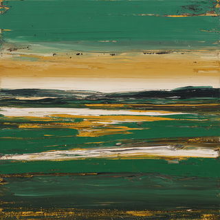 Impasturgy style, Midjourney V7: realistic landscape photograph of quiet dawn