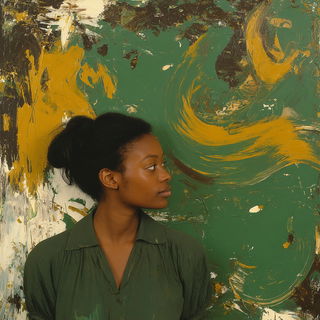 Impasturgy style, Midjourney V7: photographic portrait of female protagonist