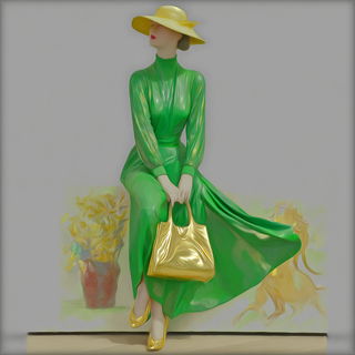 Glossbaroque style, Midjourney V7: haute-couture fashion outfit