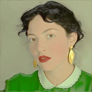 Glossbaroque style, Midjourney V7: photographic portrait of female protagonist