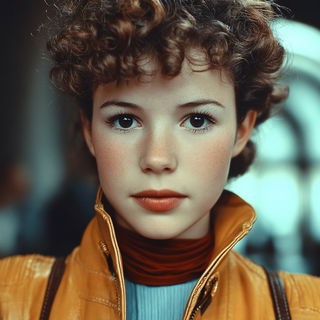 Atlascreen style, Midjourney V7: photographic portrait of female protagonist