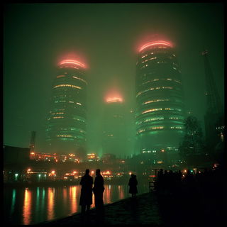 Chromafog style, Midjourney V7: megacity with futuristic bioarchitecture