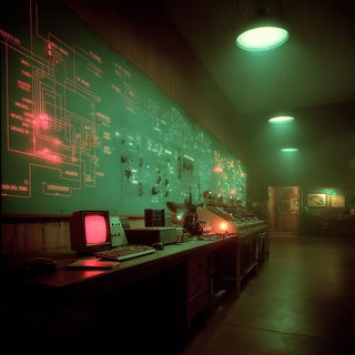 Chromafog style, Midjourney V7: technical infrastructure blueprint schematics