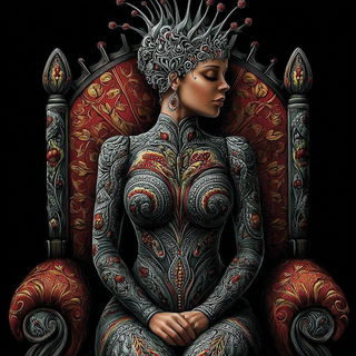 Cindervault style, Midjourney V7: haute-couture fashion outfit