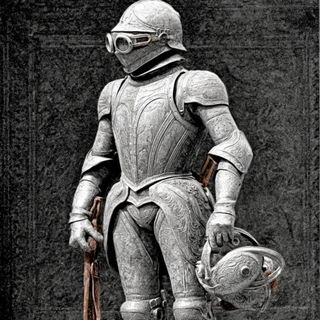 Chalcopulp style, Midjourney V7: concept art character design of retropunk steam knight