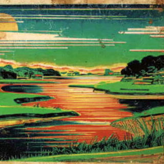 Carnivaltograph style, Midjourney V7: realistic landscape photograph of quiet dawn