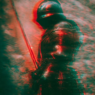 Neonblur Entomographica style, Midjourney V7: concept art character design of retropunk steam knight