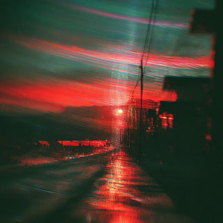 Neonblur Entomographica style, Midjourney V7: realistic landscape photograph of quiet dawn