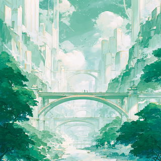 Mintgas Branchwork style, Midjourney V7: megacity with futuristic bioarchitecture