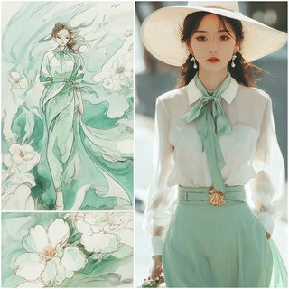 Mintgas Branchwork style, Midjourney V7: haute-couture fashion outfit