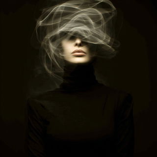Blueamber Threadwork style, Midjourney V7: photographic portrait of female protagonist